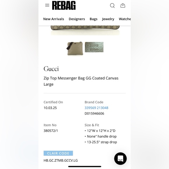 Gucci Zip Top Messenger Bag GG, Coated Canvas, Large - Picture 11 of 11